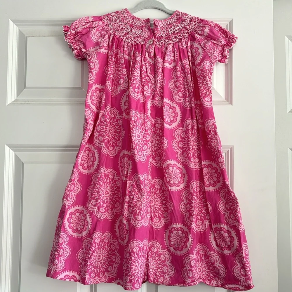 Marmellata Smocked Bohemian Print Pink Dress 4T - Picture 4 of 14